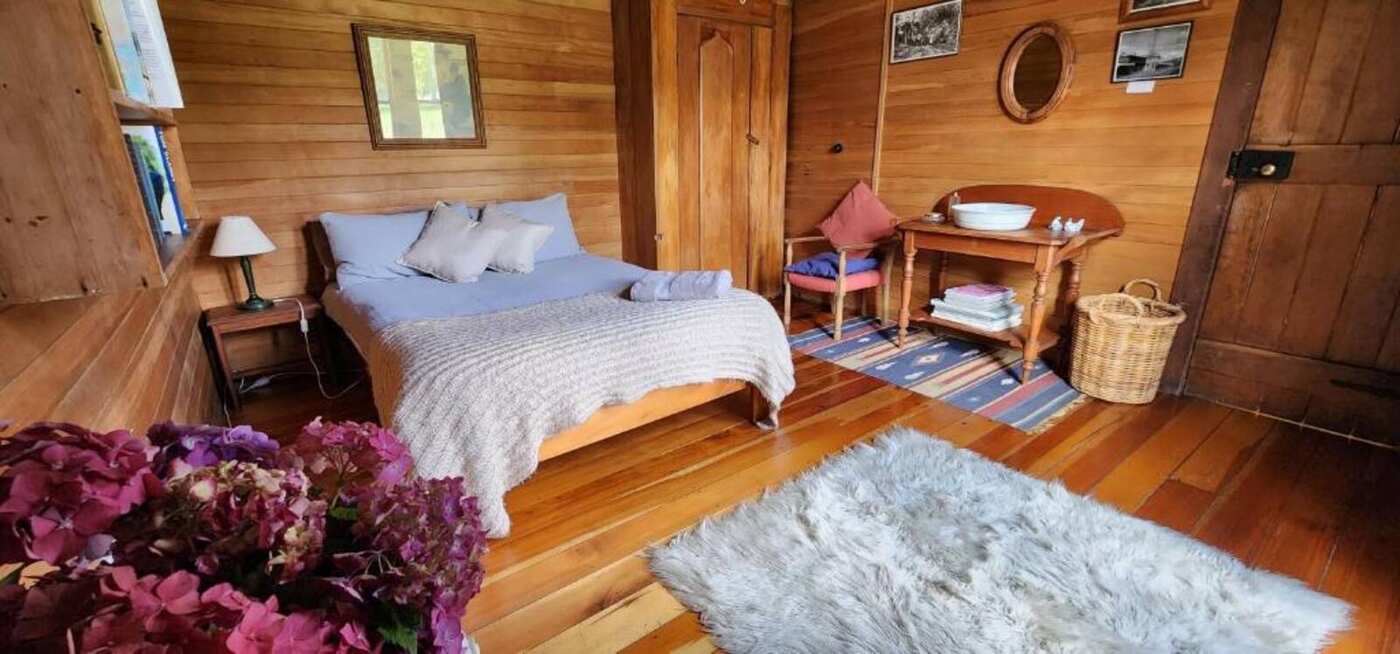 Restored interior of the Historic Shearers Quarters in the Kawhatau Valley